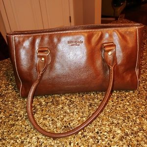 Kate Spade beautiful brown leather PXRU0318 double handle bag EUC